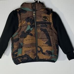 Timberland Toddler 2T Camo Puffer Jacket Hoodie Full Zip Logo Coat Boys Girls